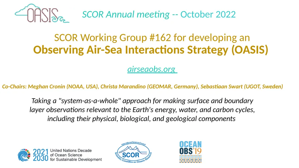 SCOR Working Group #162 for developing an