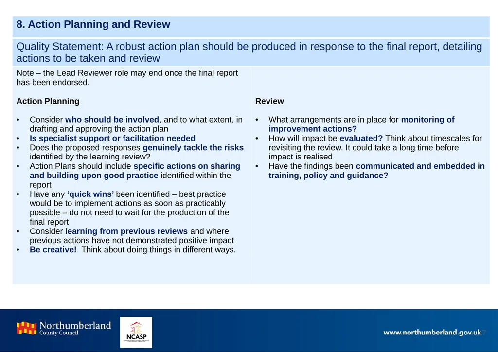 Northumberland Learning Review Toolkit Document - slide 17 of 20