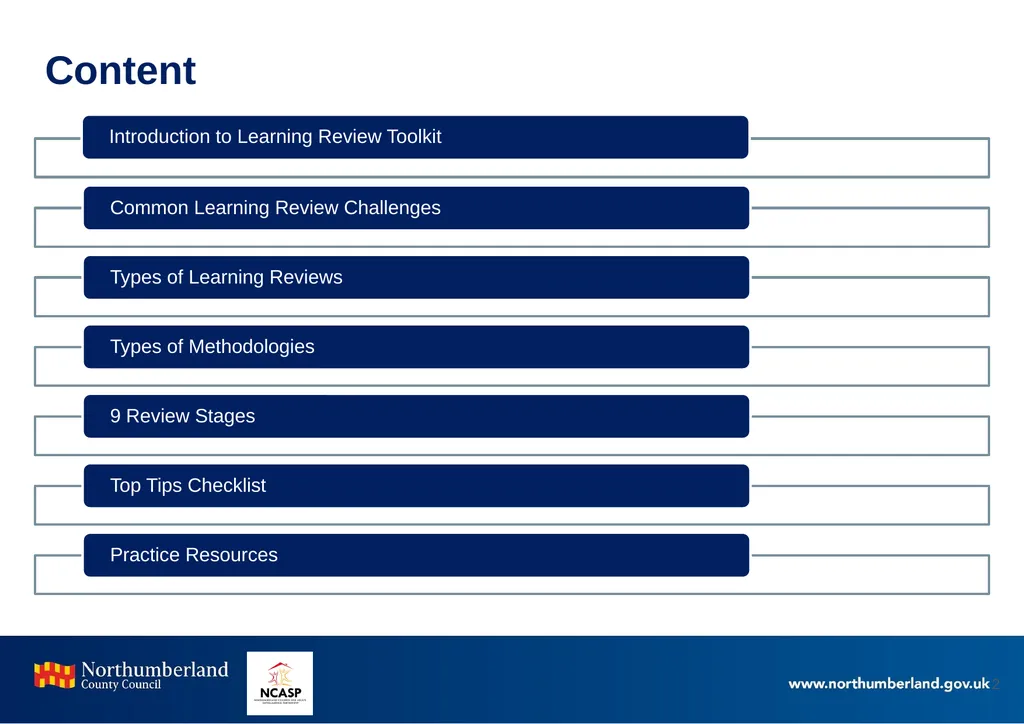Northumberland Learning Review Toolkit Document - slide 2 of 20
