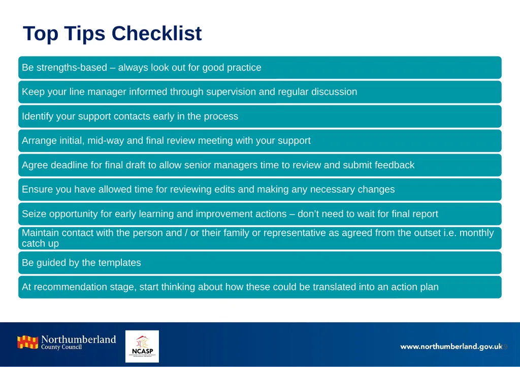 Northumberland Learning Review Toolkit Document - slide 19 of 20