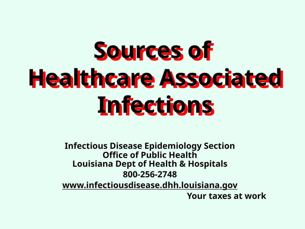 Sources of Healthcare Associated Infections - slide 1 of 29