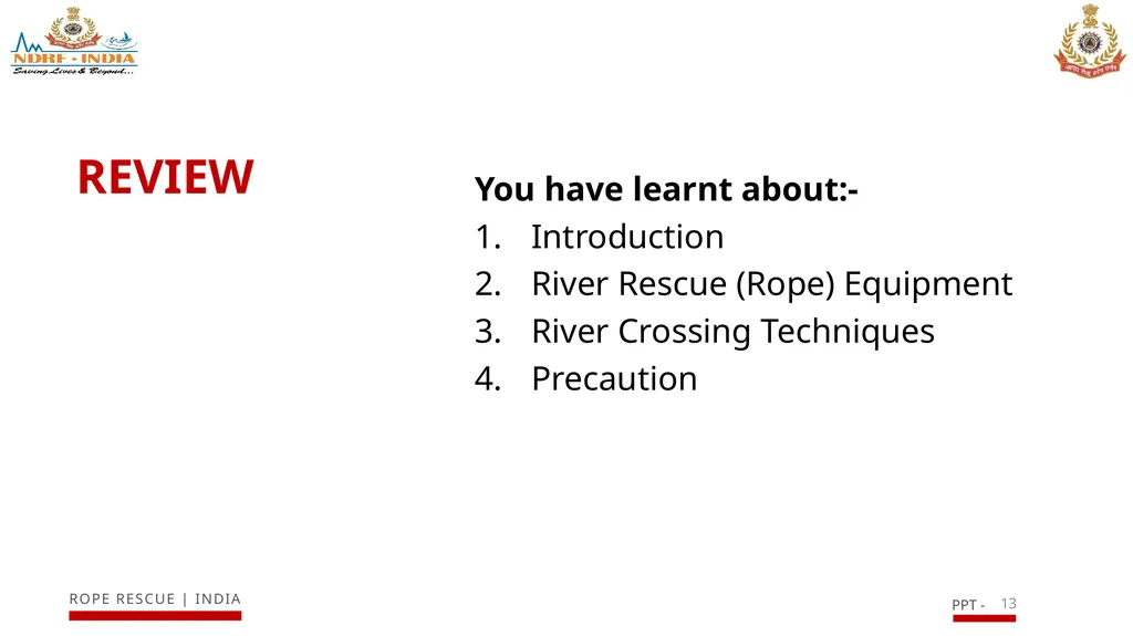 INTRODUCTION TO RIVER RESCUE (ROPE) EQUIPMENT AND - slide 13 of 17