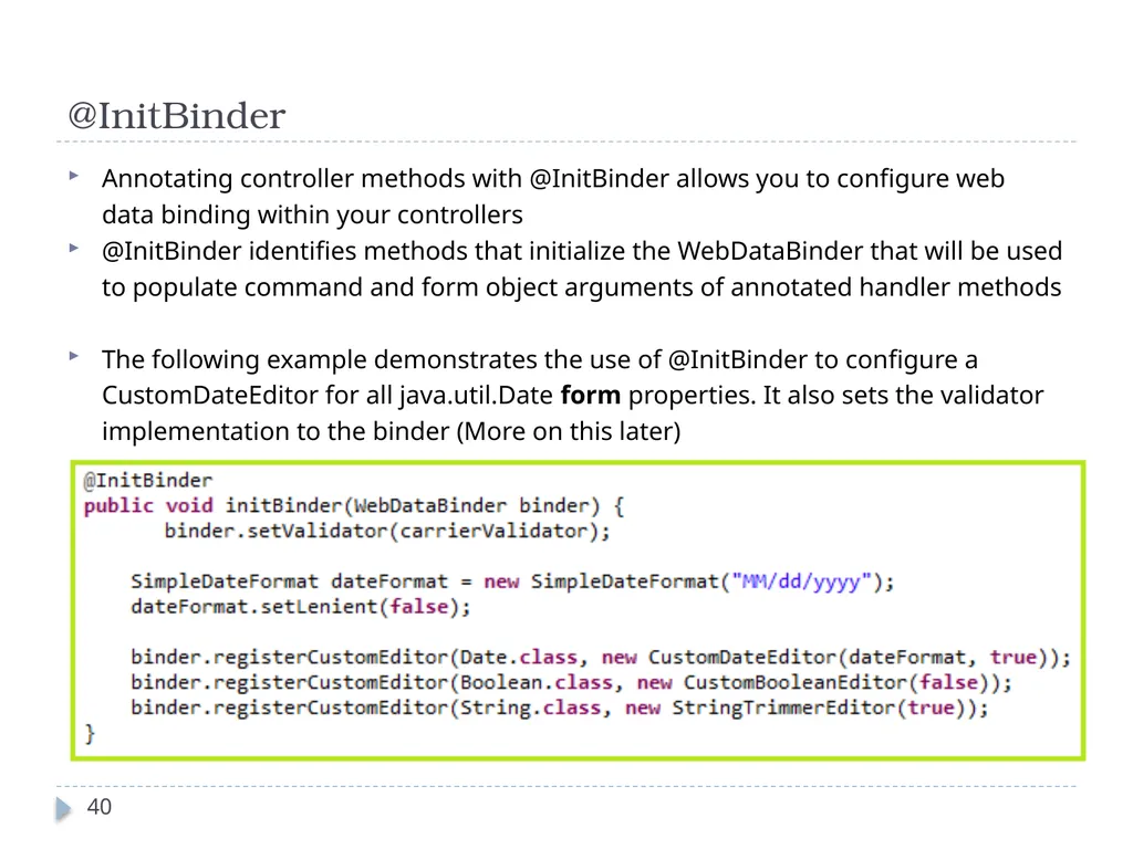 Spring Framework Benefits… Spring enables - slide 40 of 50