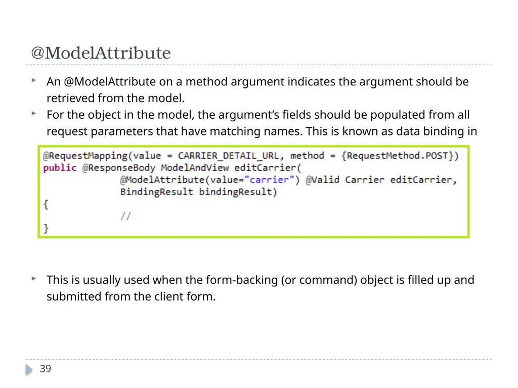 Spring Framework Benefits… Spring enables - slide 39 of 50