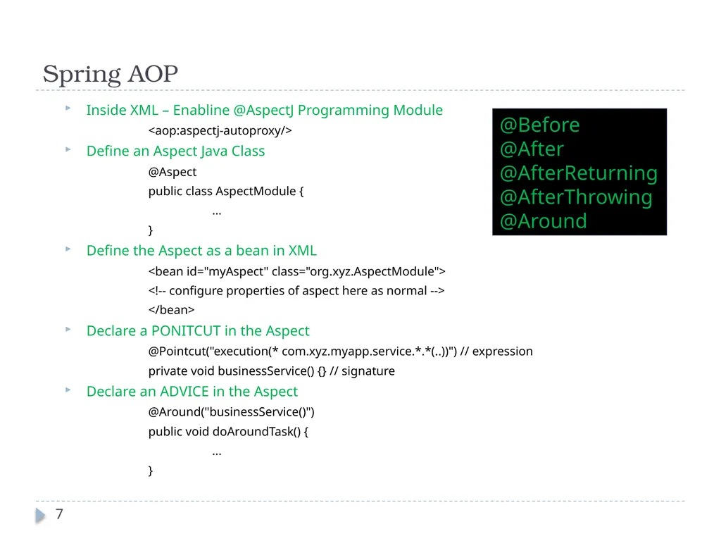 Spring Framework Benefits… Spring enables - slide 7 of 50