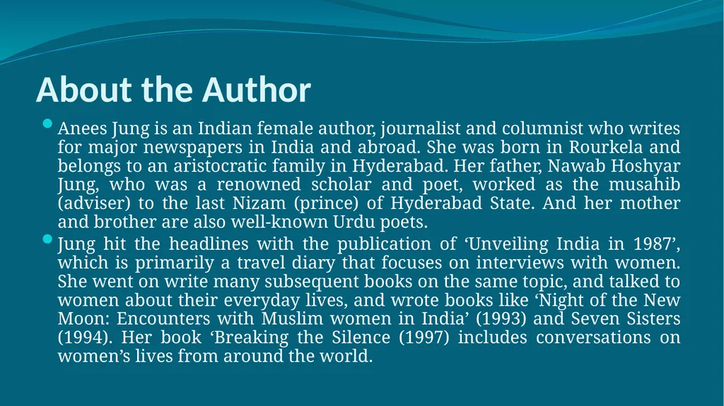 LOST SPRING By Anees Jung About the Author Anees - slide 2 of 13