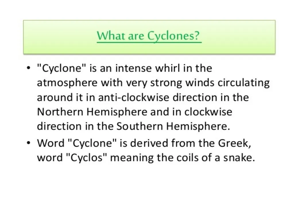 Tropical Cyclones General Characteristics Cyclone
