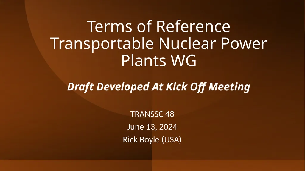 Terms of Reference Transportable Nuclear Power - slide 1 of 9
