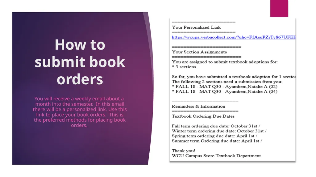 WCU Campus Store Timely Book orders and Student - slide 5 of 9