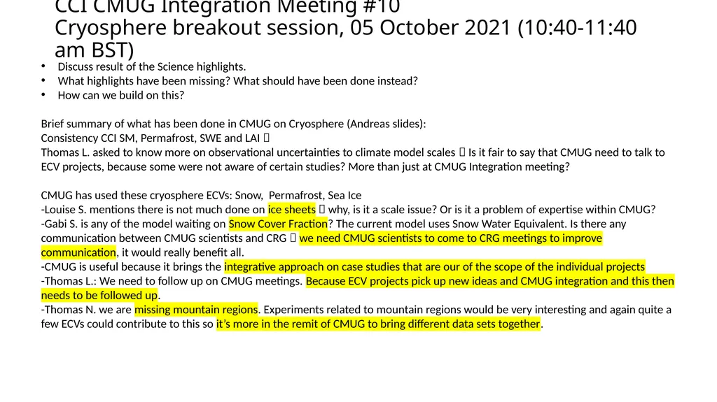 CCI CMUG Integration Meeting #10 Cryosphere - slide 1 of 3