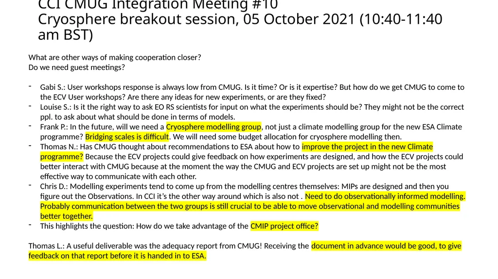 CCI CMUG Integration Meeting #10 Cryosphere - slide 2 of 3