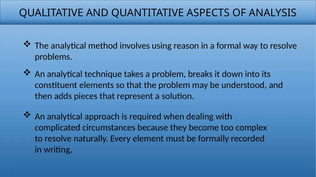 QUALITATIVE AND QUANTITATIVE ASPECTS OF ANALYSIS - slide 2 of 27