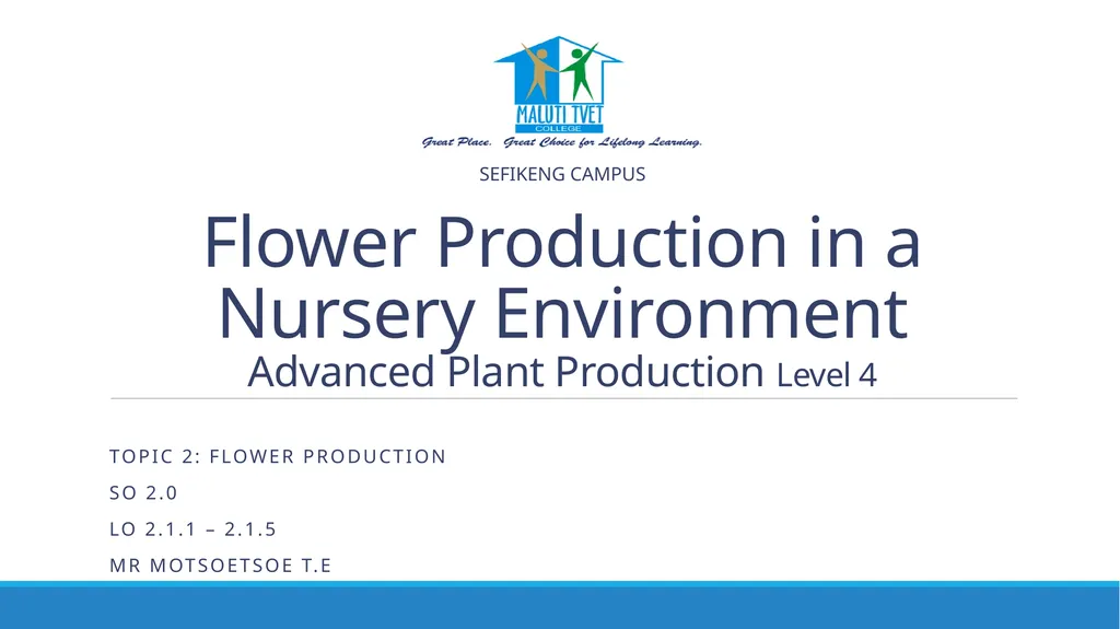 Flower Production in a Nursery Environment - slide 1 of 15