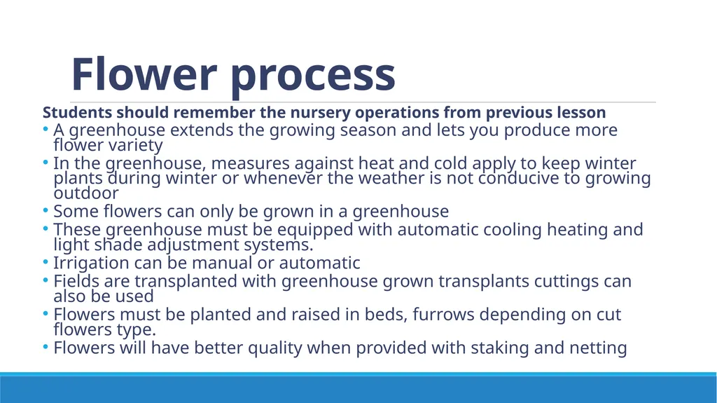 Flower Production in a Nursery Environment - slide 9 of 15