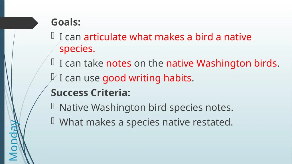 What makes a bird a native species? Write your - slide 3 of 17