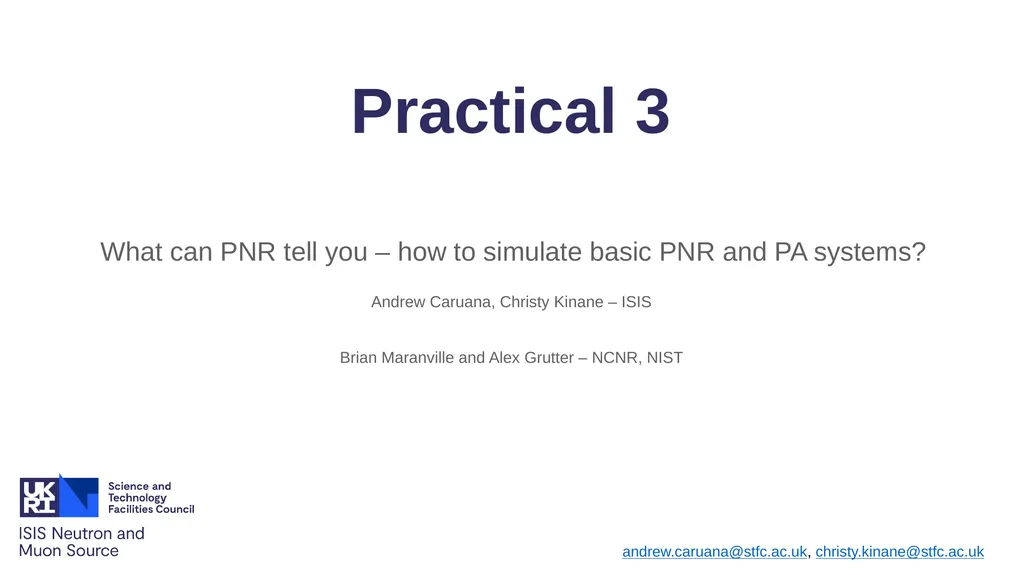 Practical 3 What can PNR tell you – how to - slide 1 of 16