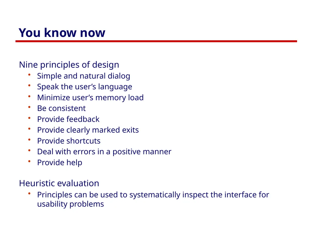 Usability Heuristics Lecture /slide deck produced - slide 67 of 69