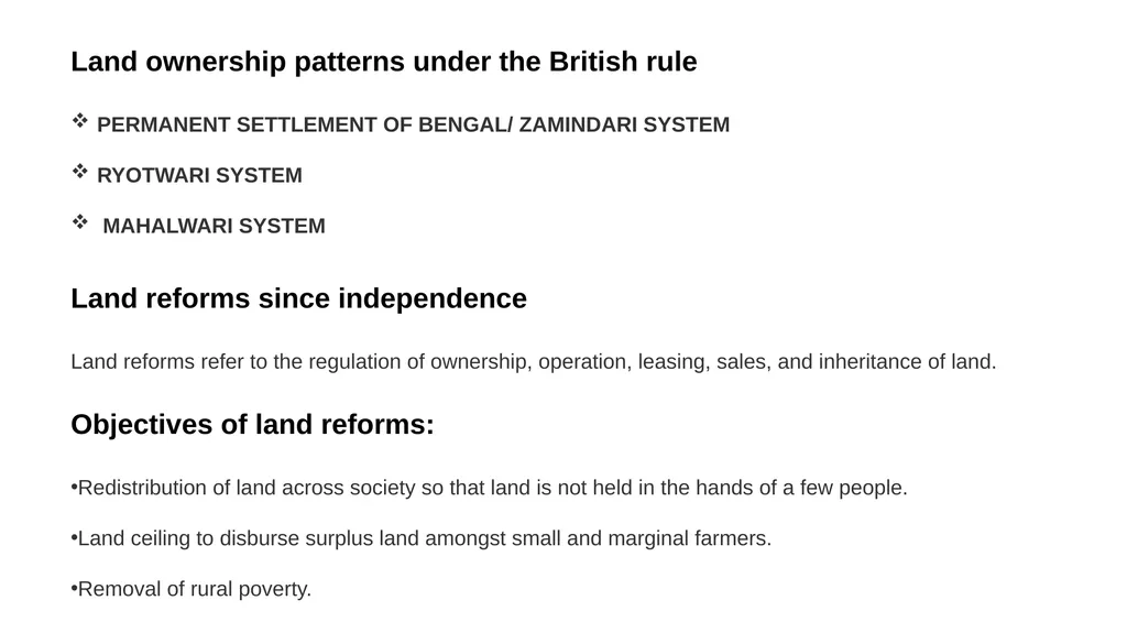 TOPIC – LAND REFORMS IN INDIA YEAR- SECOND - slide 2 of 6