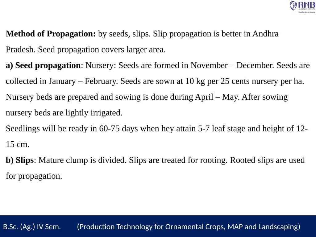 Course Name- Production Technology for Ornamental - slide 7 of 10