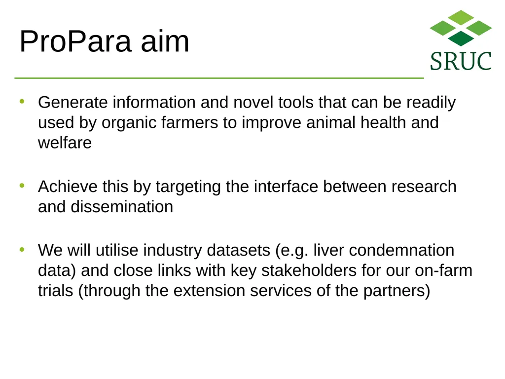 Tackling the parasitological challenges arising - slide 2 of 19