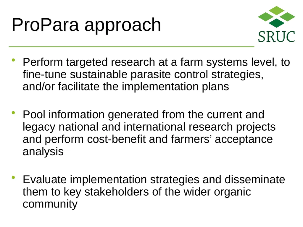 Tackling the parasitological challenges arising - slide 3 of 19