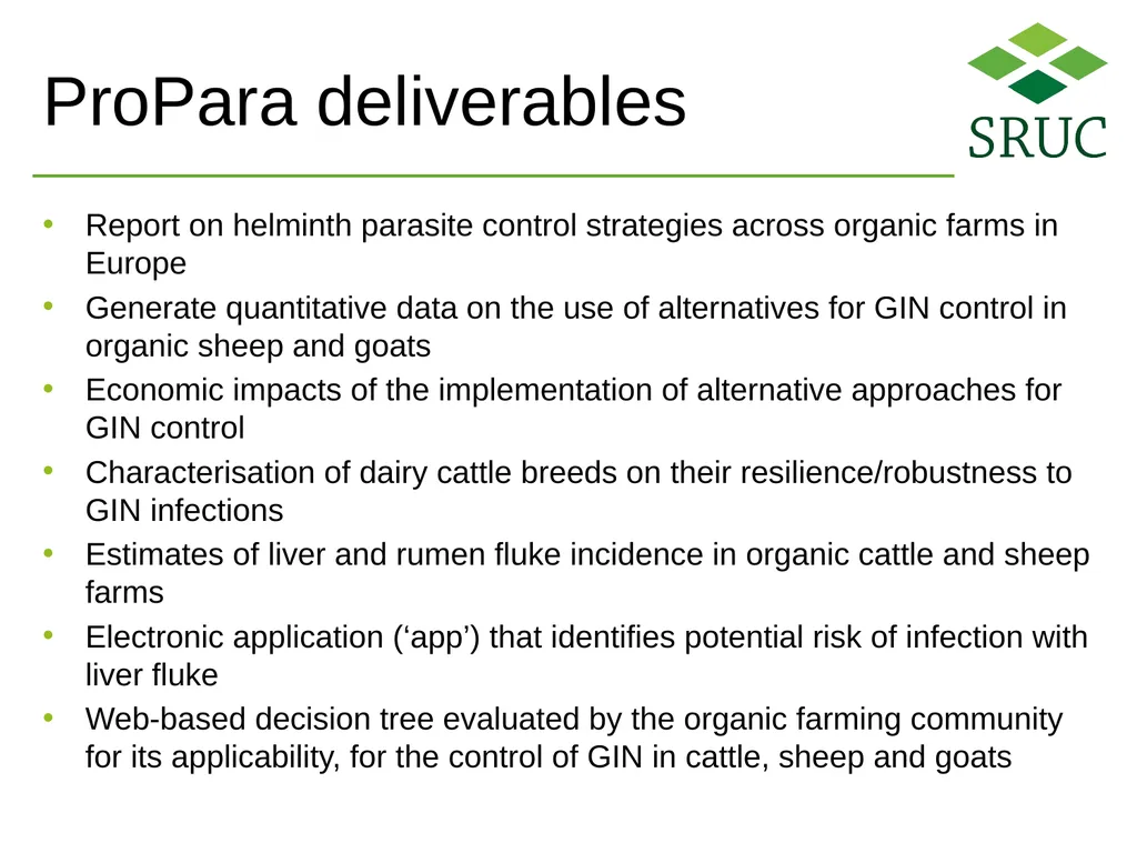 Tackling the parasitological challenges arising - slide 4 of 19