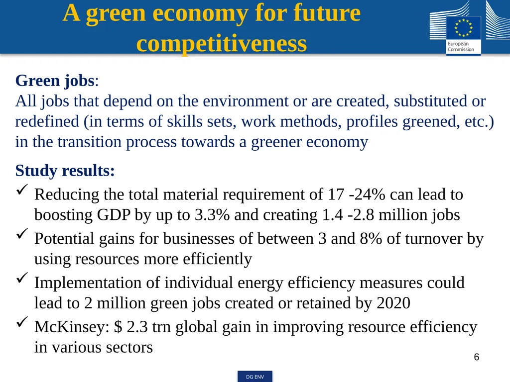 Strengthening Green Growth and Green Jobs – the - slide 6 of 13
