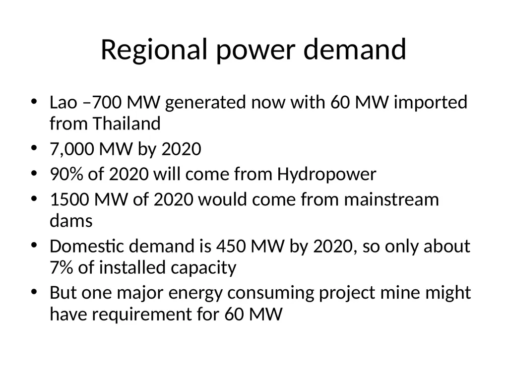 Key SEA framing issues Power demand and power - slide 11 of 19