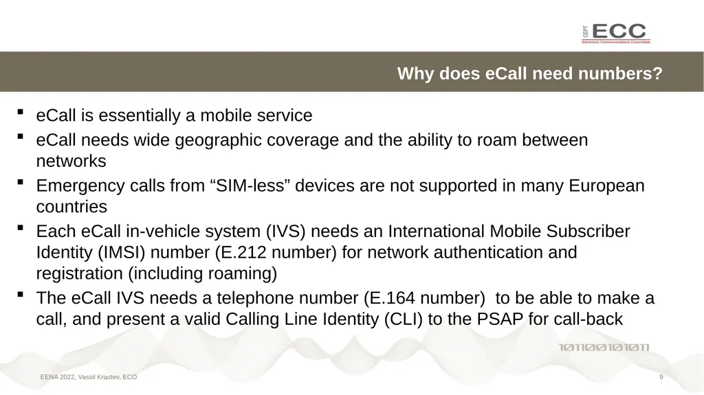 eCall call-back issues EENA Conference & - slide 9 of 15