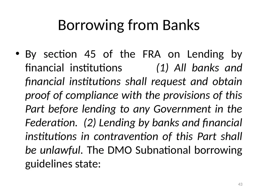 Sub-nationals and the Fiscal Responsibility Act: - slide 43 of 48