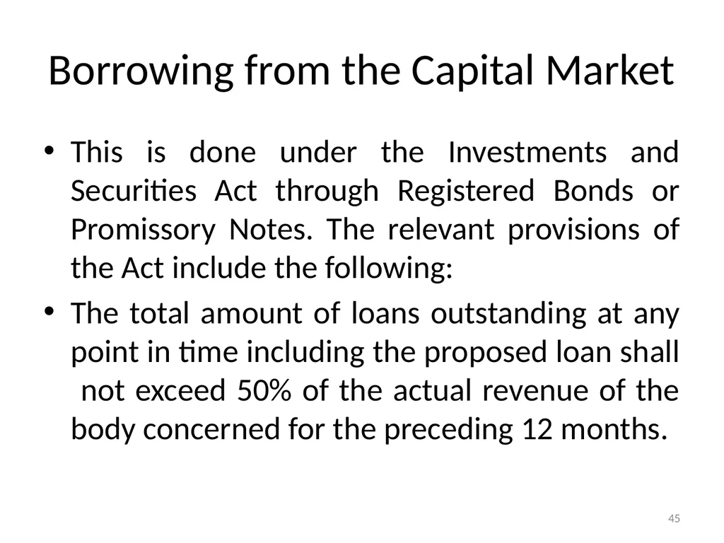 Sub-nationals and the Fiscal Responsibility Act: - slide 45 of 48