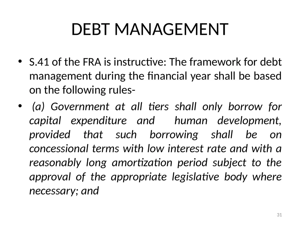 Sub-nationals and the Fiscal Responsibility Act: - slide 31 of 48