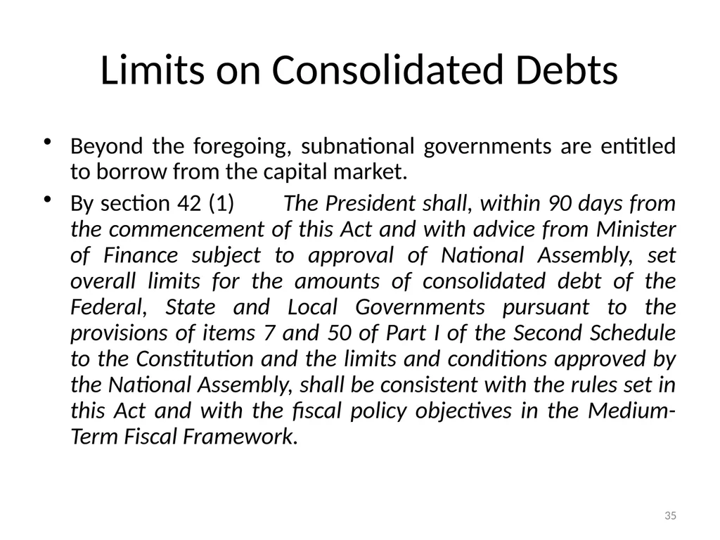 Sub-nationals and the Fiscal Responsibility Act: - slide 35 of 48