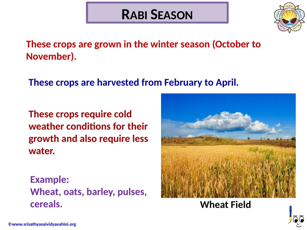 Cropping Seasons There are three chief seasons in - slide 4 of 6