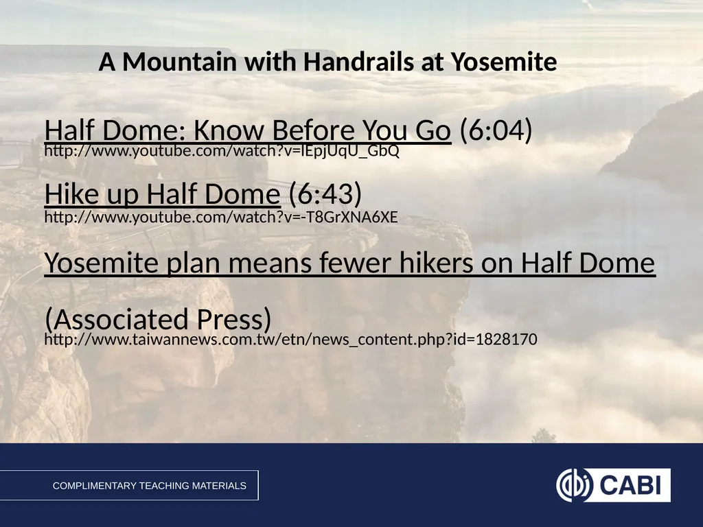 A Mountain with Handrails at Yosemite Managing - slide 20 of 21
