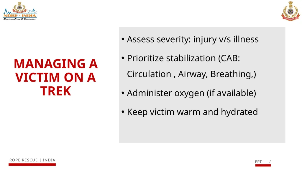 ACCLIMATIZATION AND TREKKING WITH A VICTIM IN - slide 7 of 15