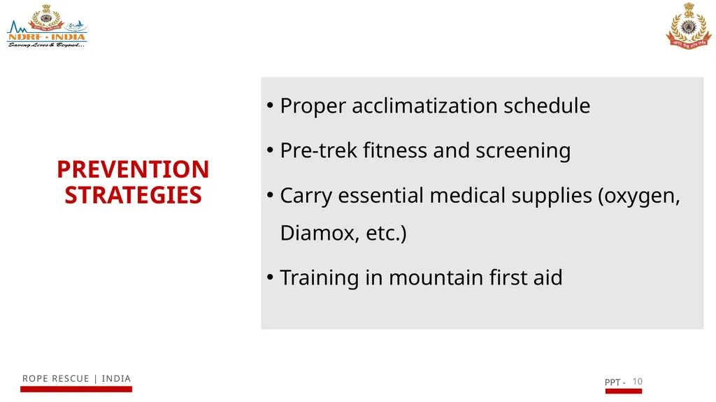 ACCLIMATIZATION AND TREKKING WITH A VICTIM IN - slide 10 of 15