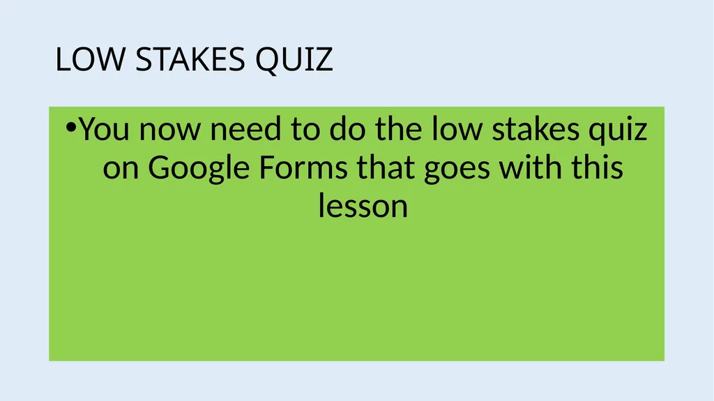 Communities LOW STAKES QUIZ You now need to do the - slide 2 of 22