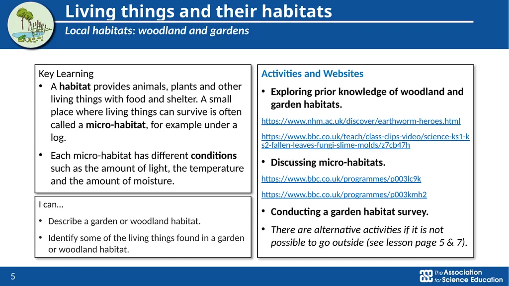 Year 4: Living things and their habitats Topic - slide 5 of 8