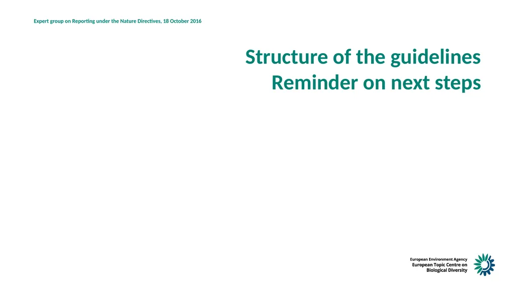 Structure of the guidelines Reminder on next steps - slide 1 of 6