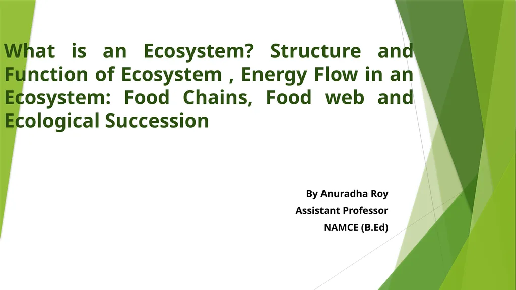 What is an Ecosystem? Structure and Function of - slide 1 of 14