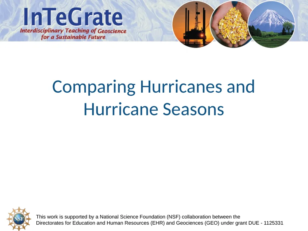 Comparing Hurricanes and Hurricane Seasons