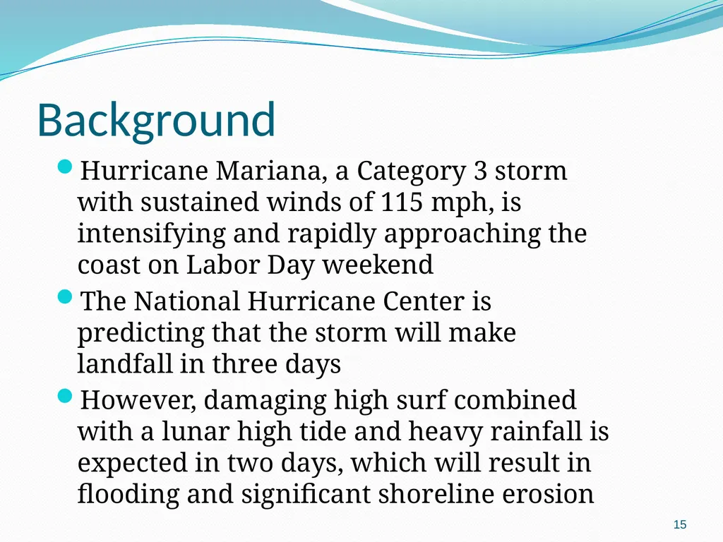 Hurrican scenario 1 Hurricane Scenario Tabletop - slide 15 of 31