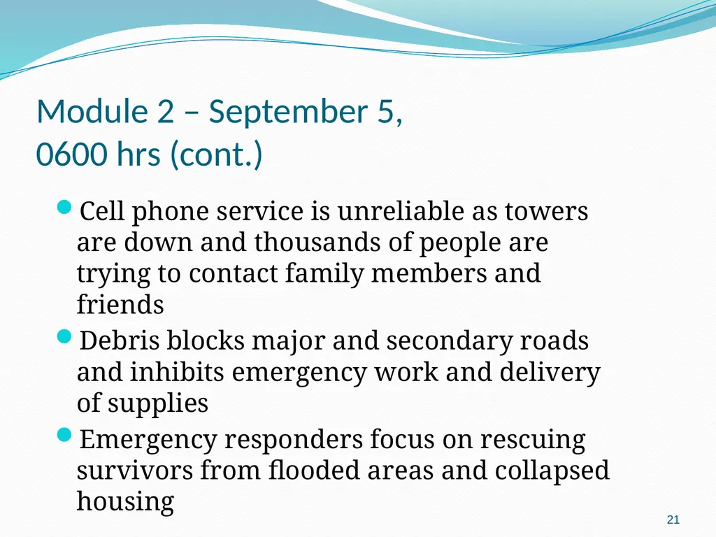 Hurrican scenario 1 Hurricane Scenario Tabletop - slide 21 of 31