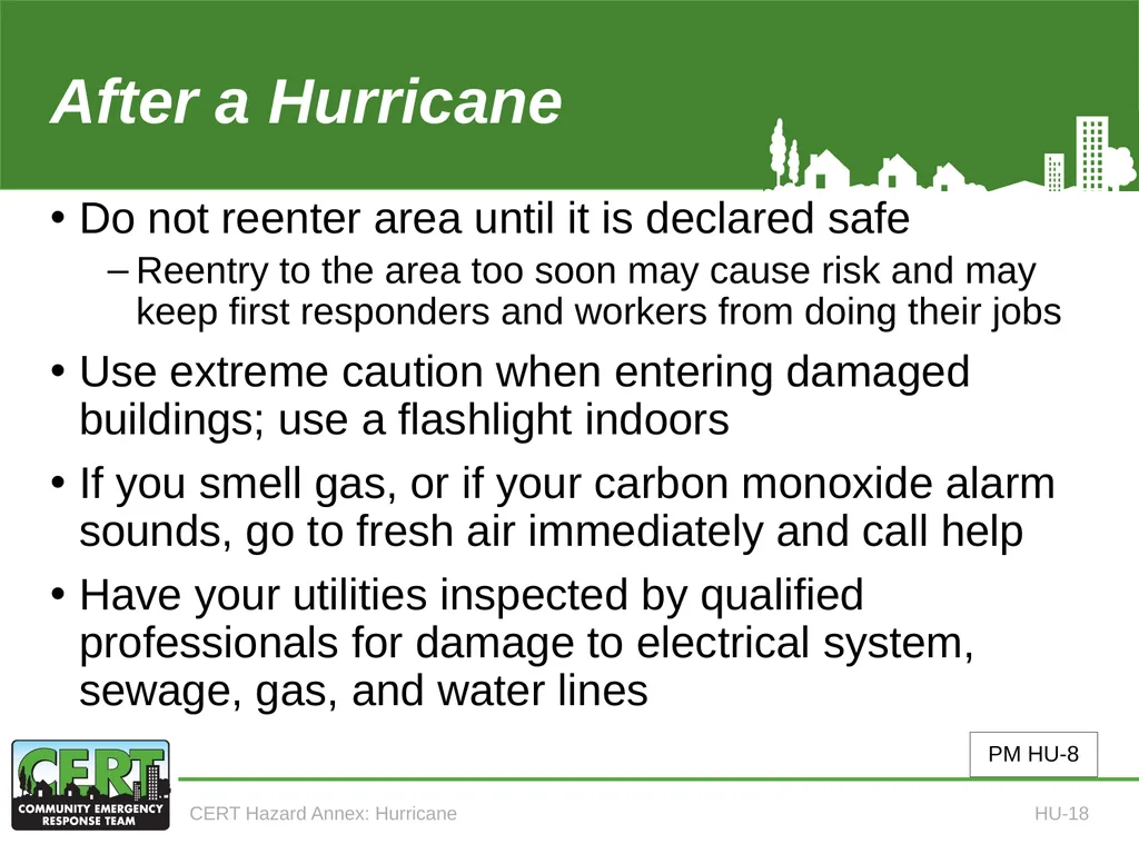 CERT Hazard Annexes Hurricane CERT Hazard Annex 6 - slide 20 of 25
