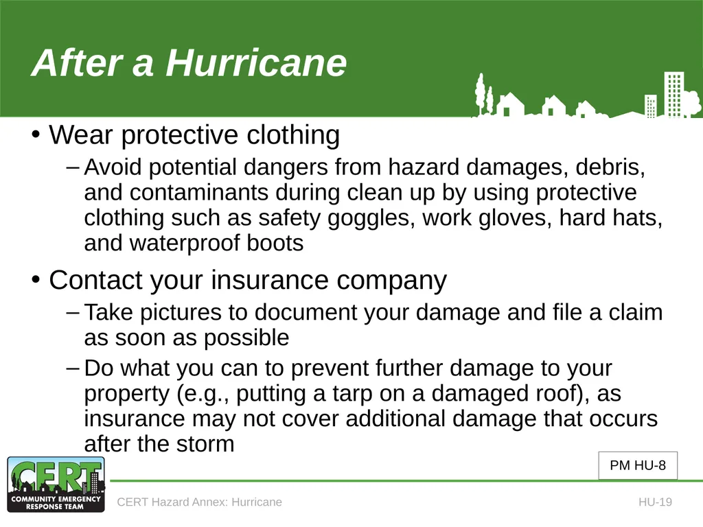 CERT Hazard Annexes Hurricane CERT Hazard Annex 6 - slide 21 of 25