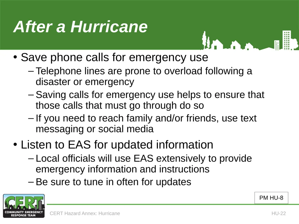 CERT Hazard Annexes Hurricane CERT Hazard Annex 6 - slide 24 of 25