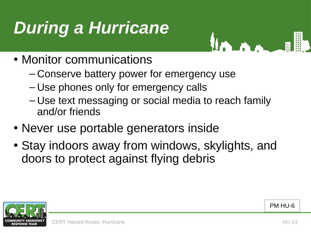 CERT Hazard Annexes Hurricane CERT Hazard Annex 6 - slide 16 of 25