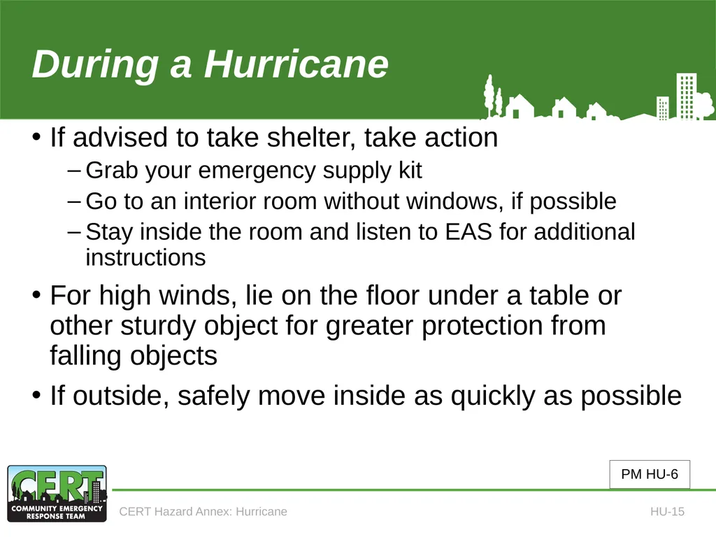 CERT Hazard Annexes Hurricane CERT Hazard Annex 6 - slide 17 of 25