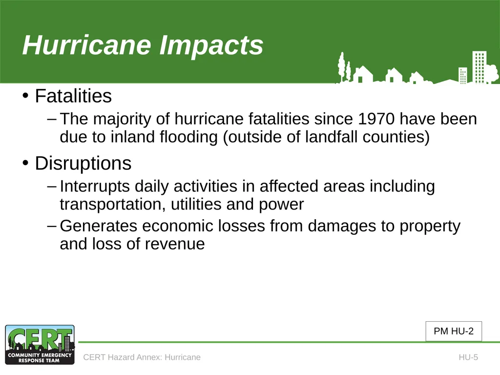 CERT Hazard Annexes Hurricane CERT Hazard Annex 6 - slide 7 of 25
